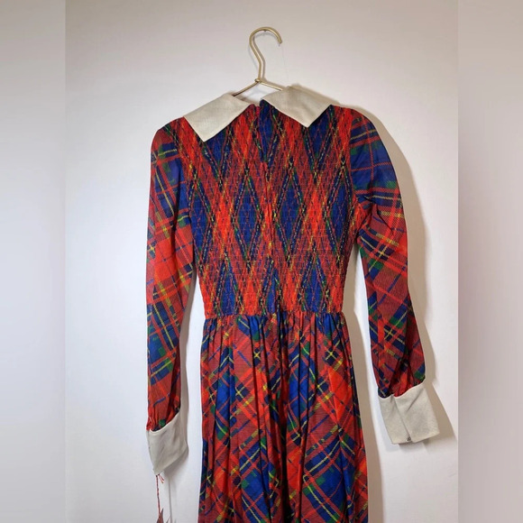 Long plaid collared dress vintage red black white Plymouth Christmas holiday! - Picture 4 of 12